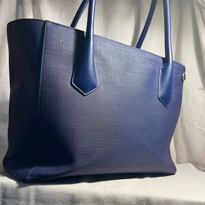 DAGNE DOVER Signature Legend Blue Coated Canvas Large Laptop Tote Bag